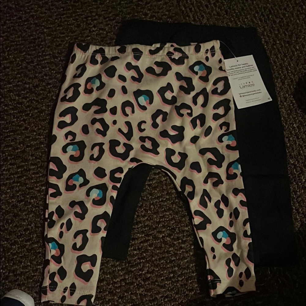 Lamaze Leopard & black baby pants 2 pack